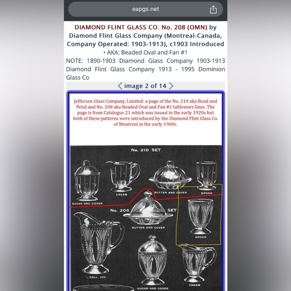 Vintage Bead Oval & Fan Spoon 208 by Diamond Flint Glass Co. (Reproduction) - Picture 16 of 16